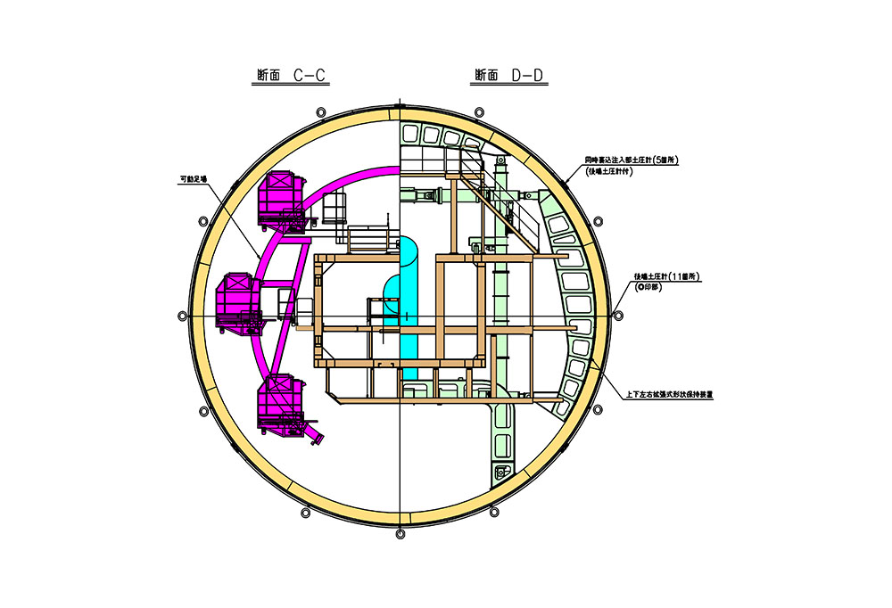 公田笠間トンネルシールドCD断面図